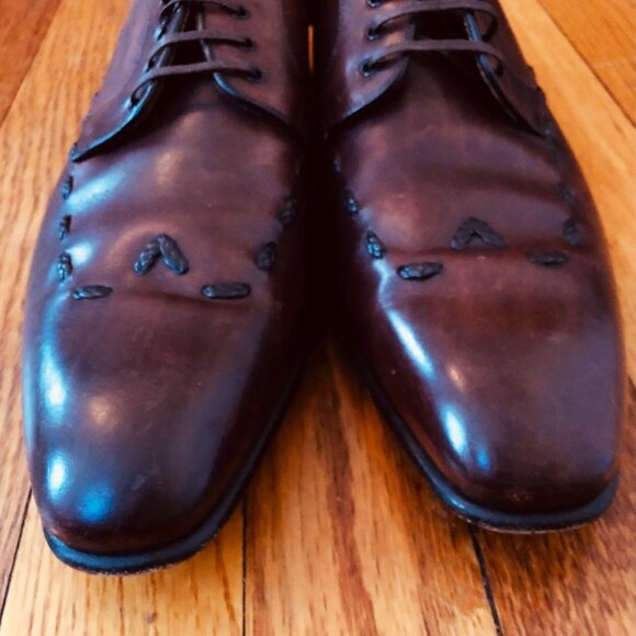 Sergio Rossi Men\'s Burgundy Brogue Designer Italian Leather Oxfords US8 EU41 UK7 main image 8